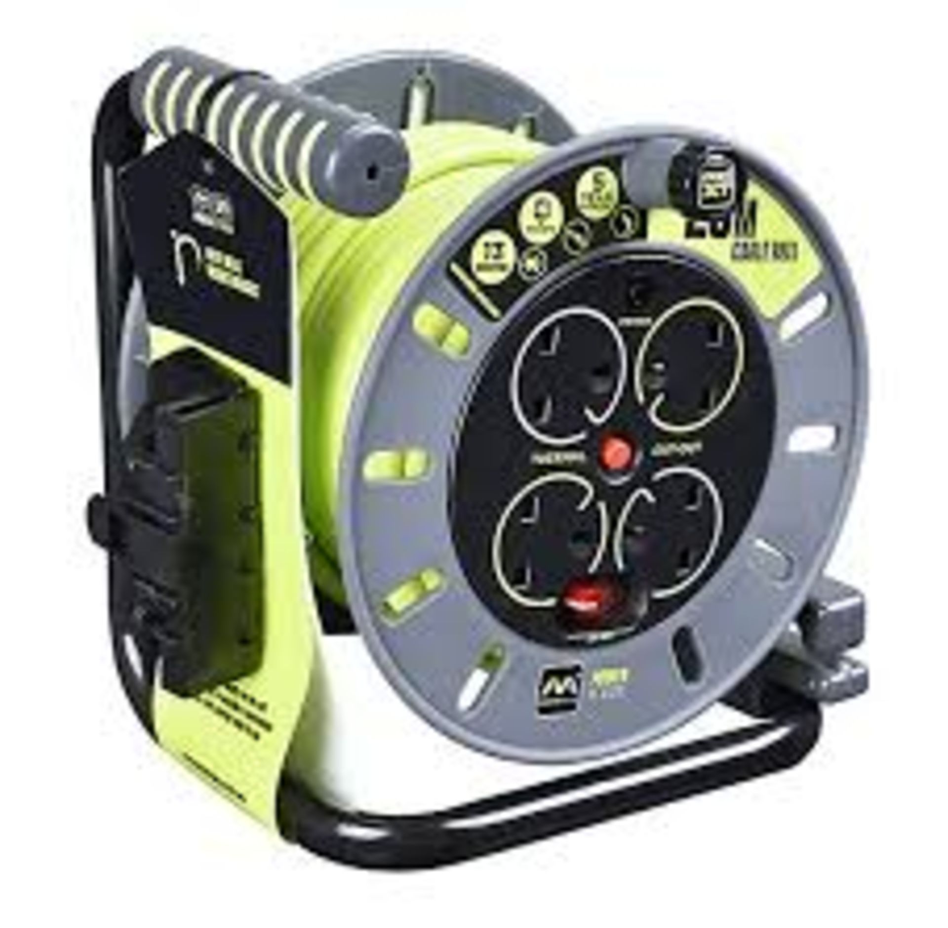 Masterplug 4 socket Grey & green Indoor & outdoor Cable reel, 25m. - P3.