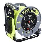 Masterplug 4 socket Grey & green Indoor & outdoor Cable reel, 25m. - P3.