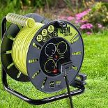 Masterplug 4 socket Grey Indoor & outdoor Cable reel, 45m. - P4.