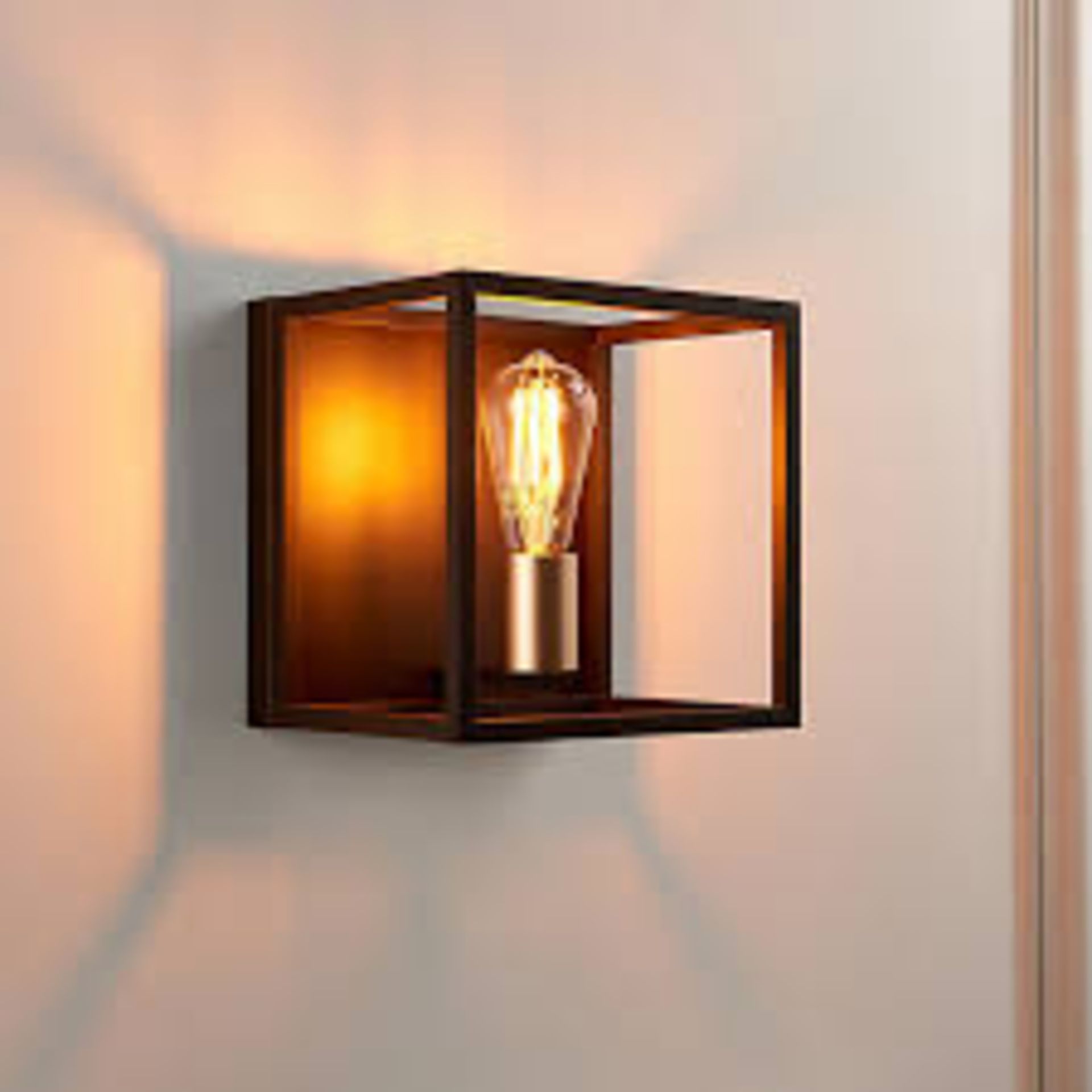 York Matt Bronze effect Wired Wall light. - P4.