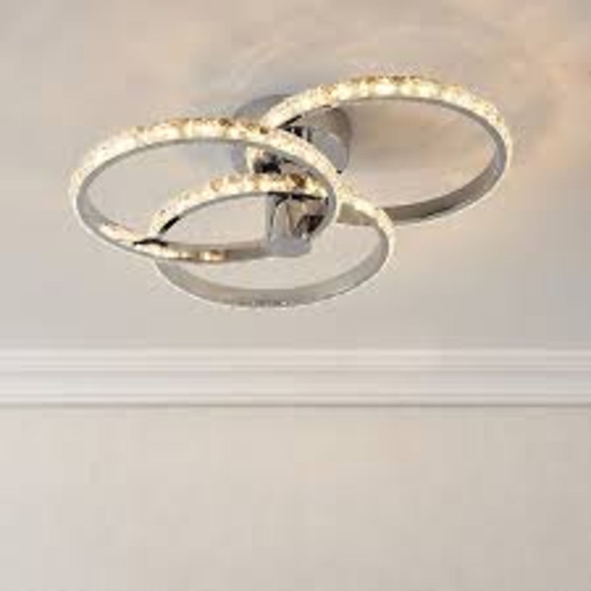 Aura Glass & steel Chrome effect 3 Lamp LED Ceiling light. - P4.