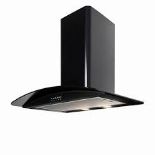 Cooke & Lewis CLGCLEDBPB BLACK CURVED Glass Chimney Cooker Hood. - P1.