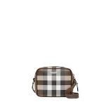 Burberry Shoulder Bag Check Coated Canvas Brown. 16x13cm.