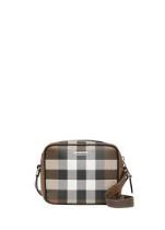 Burberry Shoulder Bag Check Coated Canvas Brown. 16x13cm.