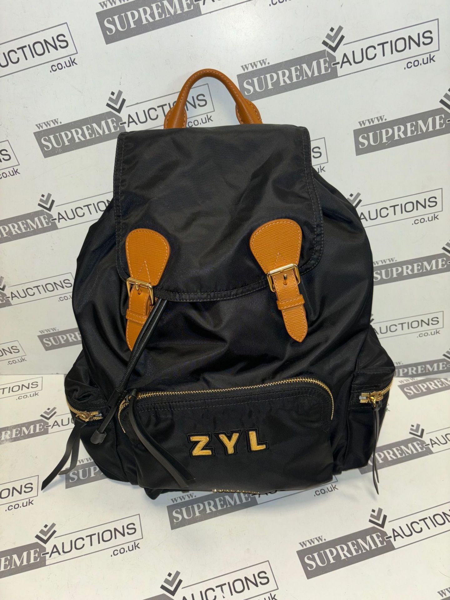 BURBERRY black nylon backpack. Personalised ZYL. 35x35cm - Image 4 of 11