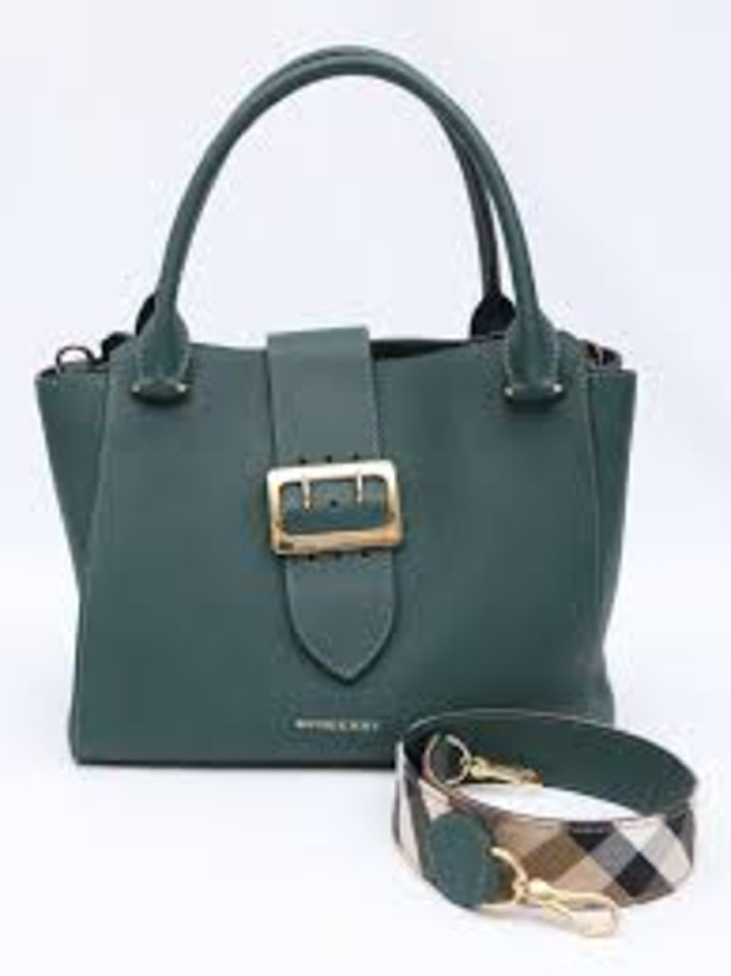 Burberry Green Buckle Tote Leather. 40x25cm. - Image 3 of 11