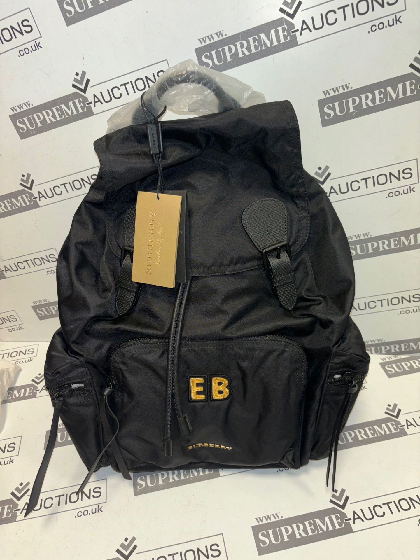 BURBERRY black nylon backpack. Personalised EB. 35x35cm - Image 7 of 12