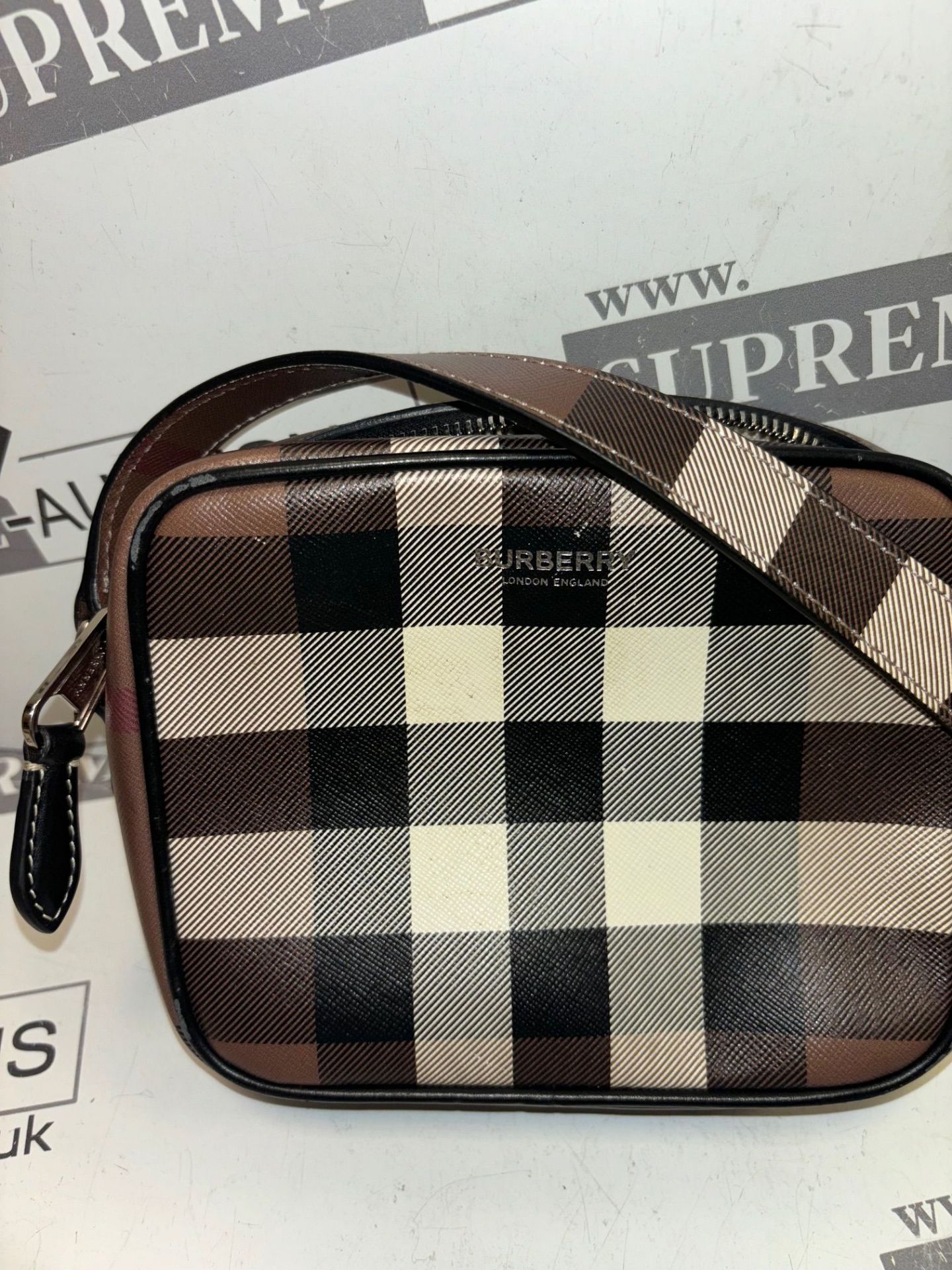 Burberry Shoulder Bag Check Coated Canvas Brown. 16x13cm. - Image 8 of 9