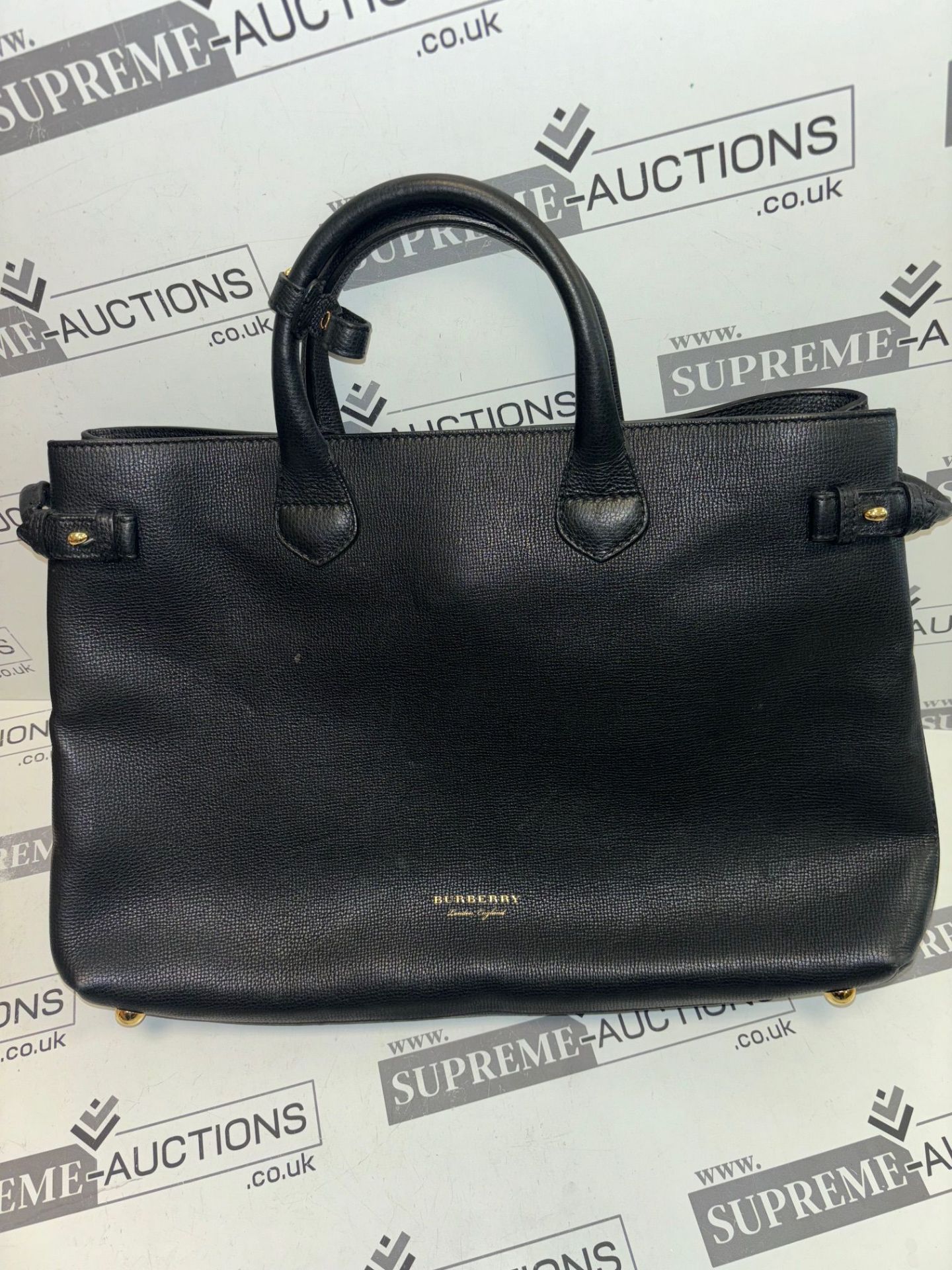 Burberry Derby Calfskin House Check Banner Tote Black. 45x30cm. - Bild 5 aus 13