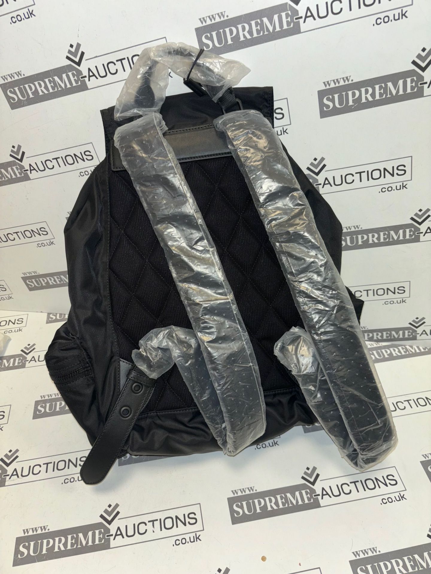 BURBERRY black nylon backpack. Personalised EB. 35x35cm - Image 10 of 12