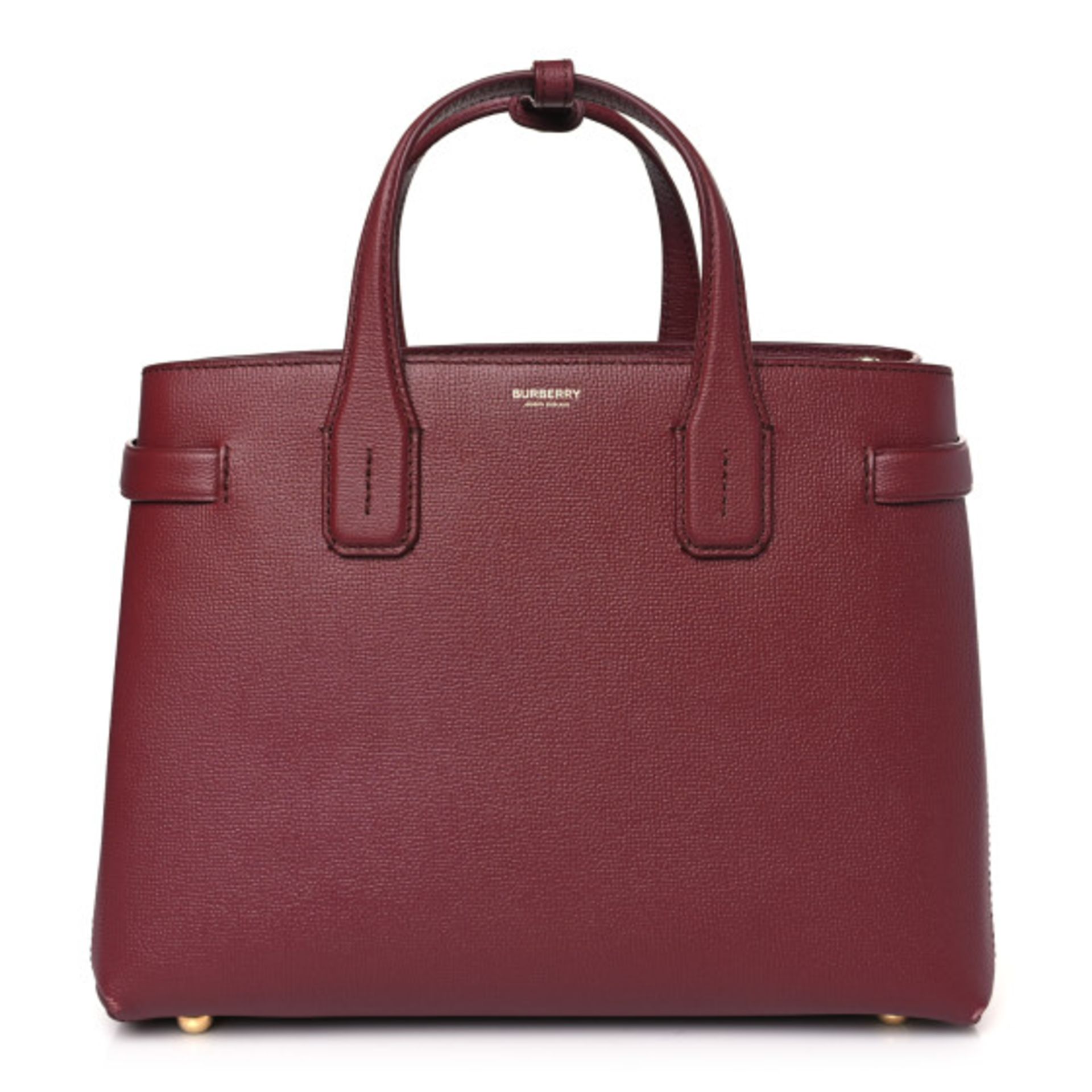 Burberry Derby Calfskin House Check Banner Tote Maroon. 37x25cm. - Image 3 of 19