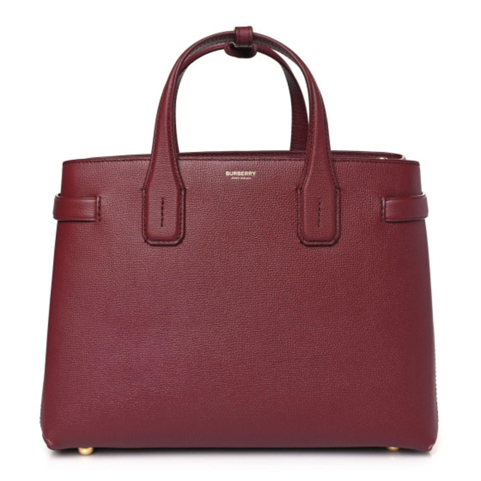 Burberry Derby Calfskin House Check Banner Tote Maroon. 37x25cm. - Bild 3 aus 19