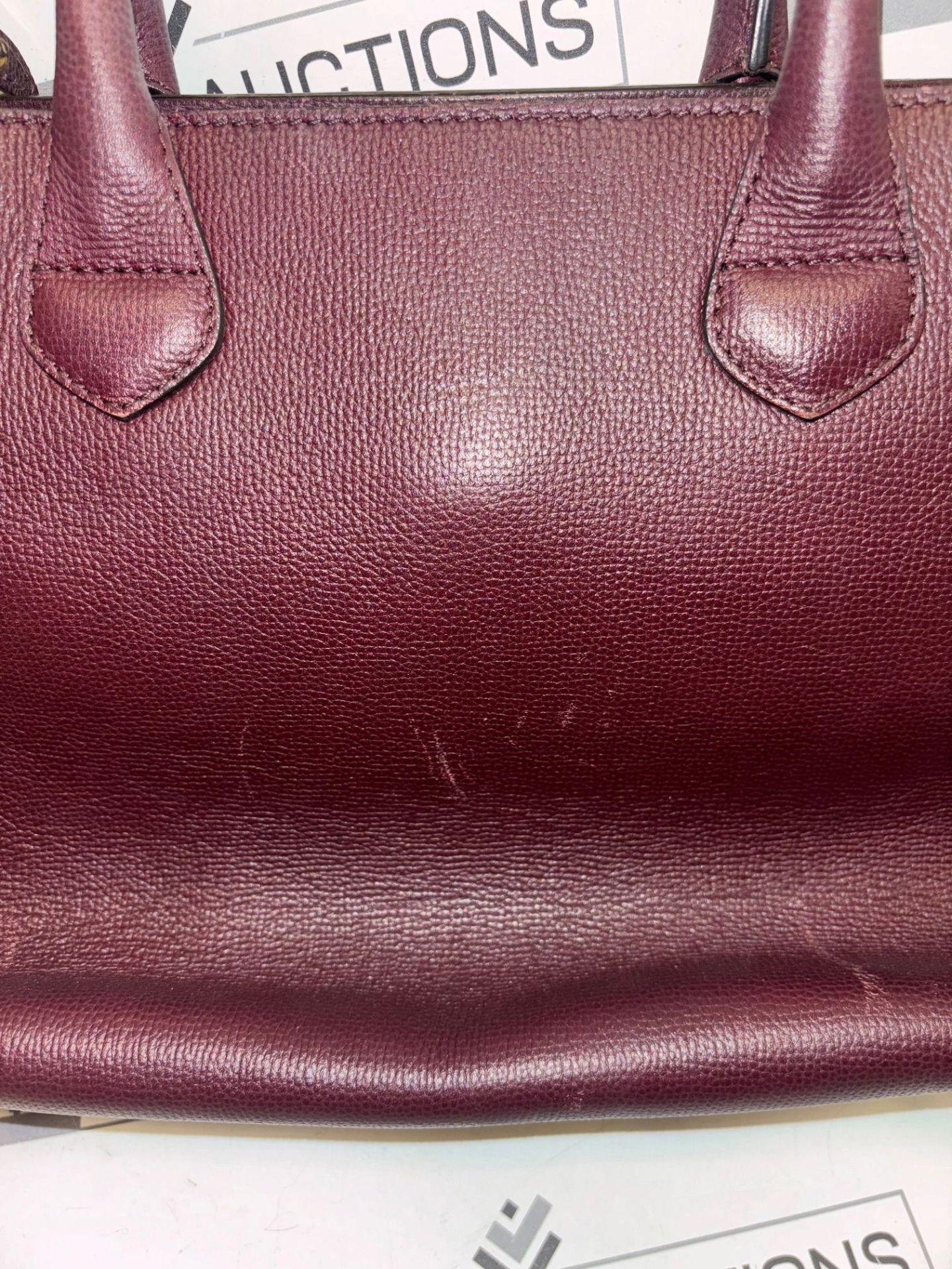 Burberry Derby Calfskin House Check Banner Tote Maroon. 37x25cm. - Image 13 of 19