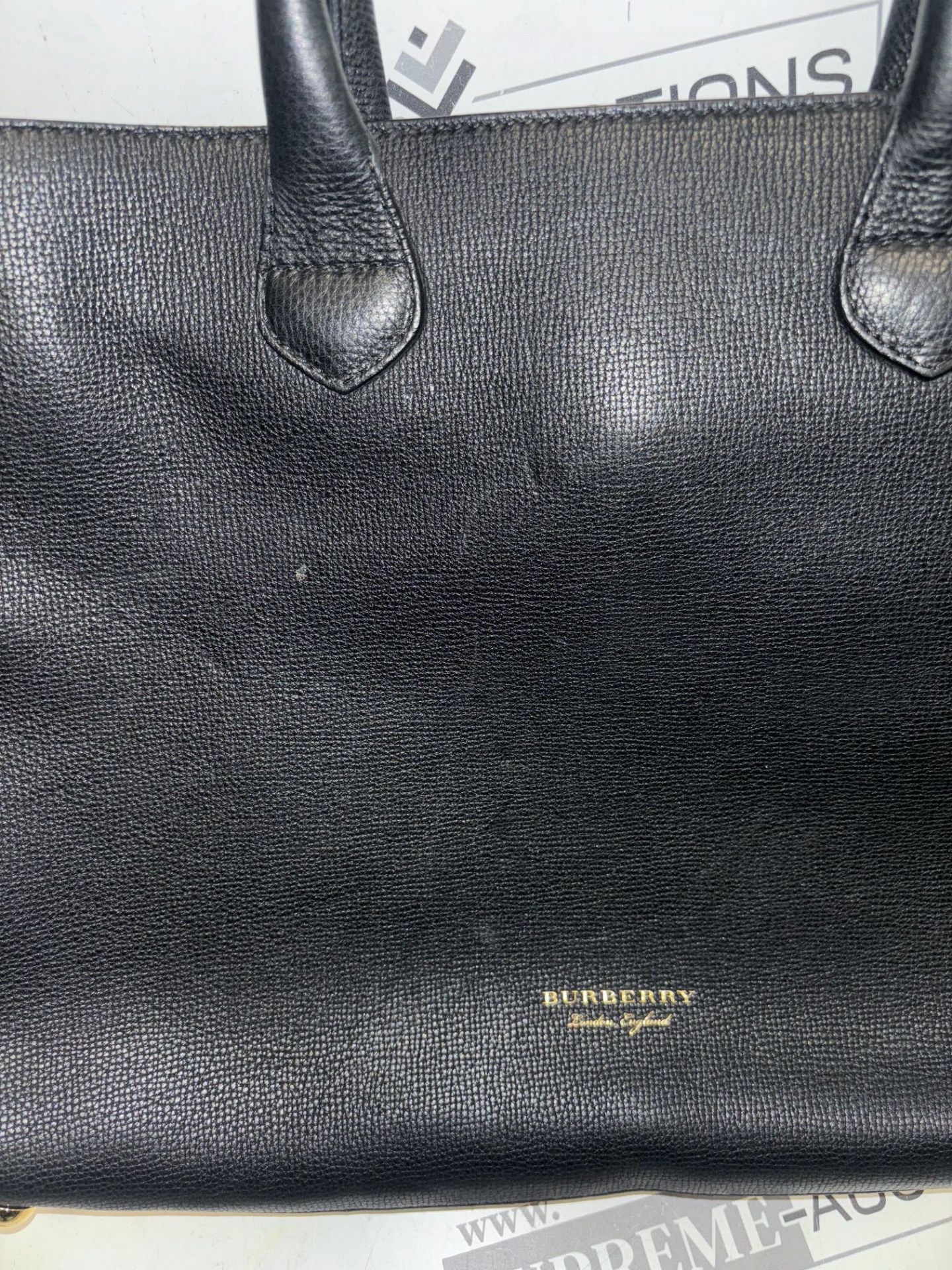 Burberry Derby Calfskin House Check Banner Tote Black. 45x30cm. - Image 6 of 13