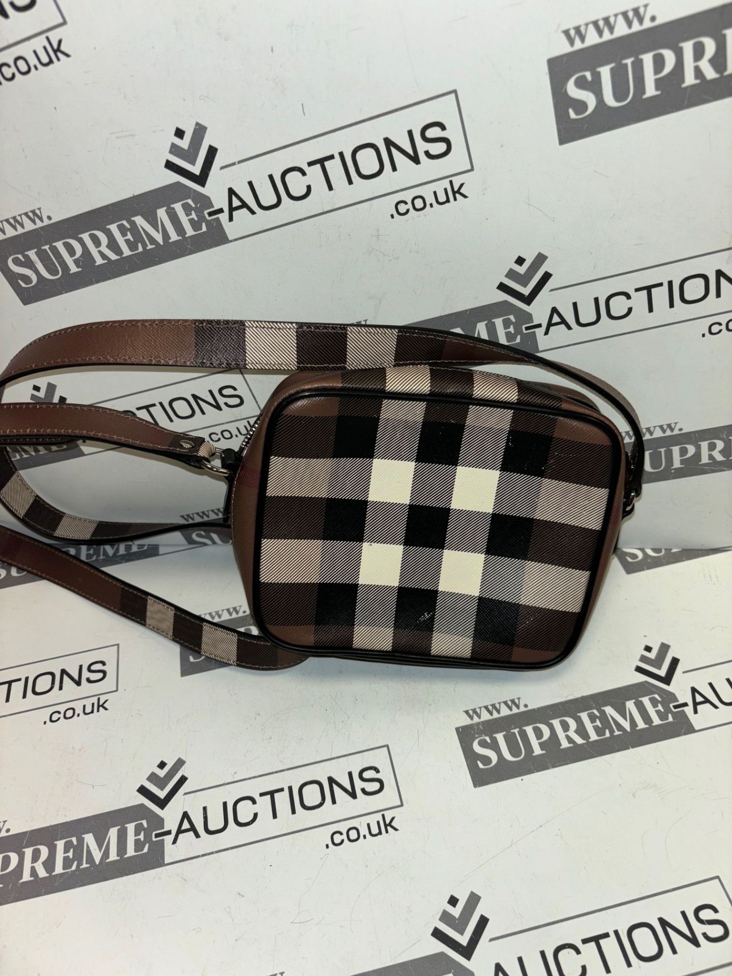 Burberry Shoulder Bag Check Coated Canvas Brown. 16x13cm. - Image 6 of 9