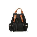 BURBERRY black nylon backpack. Personalised ZYL. 35x35cm