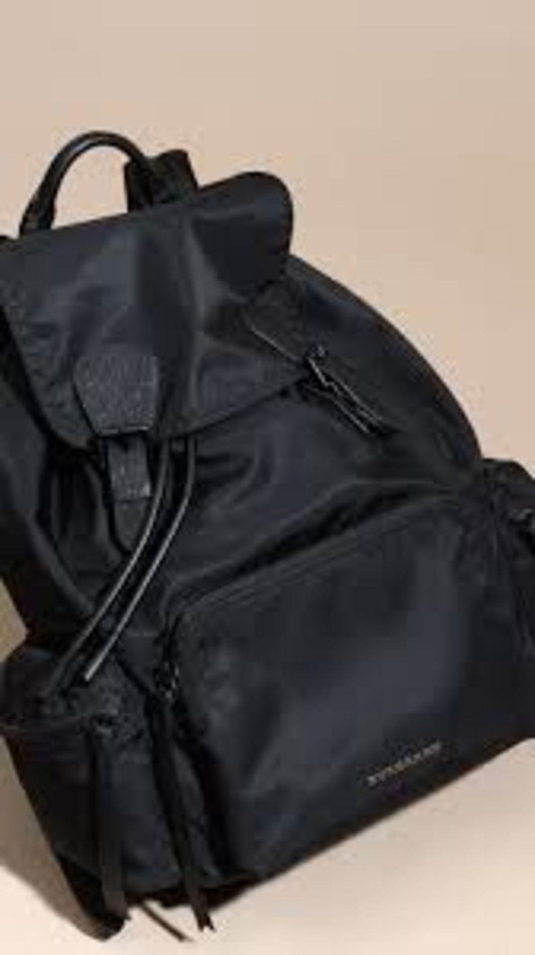 BURBERRY black nylon backpack. Personalised EB. 35x35cm - Image 3 of 12