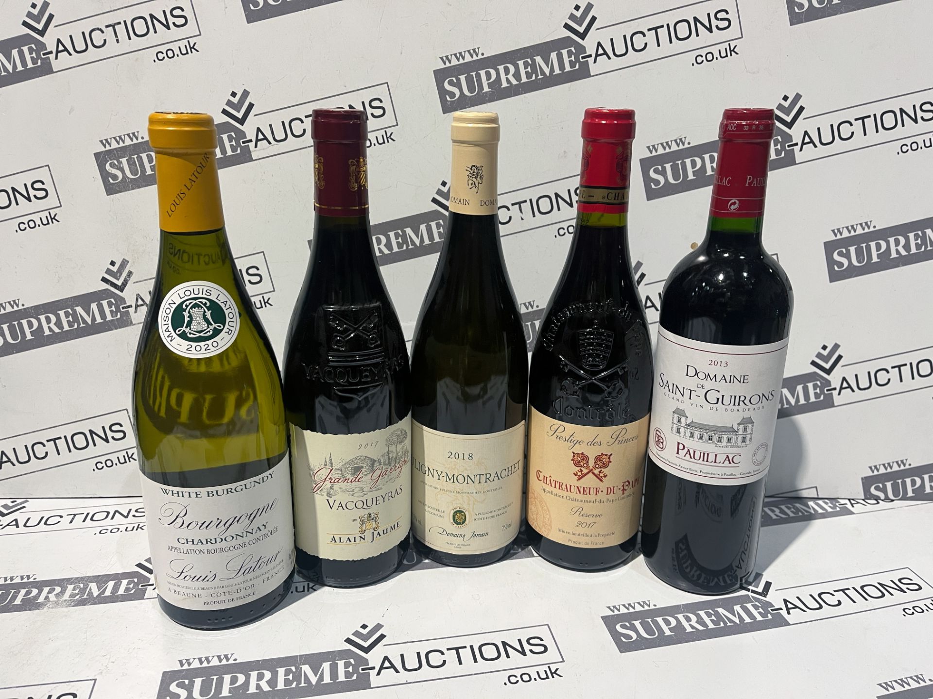 MIXED LOT CONTAINING 6 X BOTTLES OF WINE PULIGNY_MoNTRACHET,EHATWAUNEUF-DU-PAPE, Etc