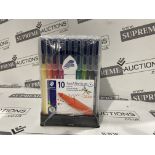 20 X BRAND NEW PACKS OF 10 STAEDTLER TRIPLUS FINELINER PENS IN ASSORTED COLOURS P5