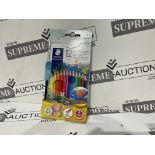 17 X BRAND NEW PACKS OF 12 STAEDTLER ASSORTED COLOURED AQUARELL PENCILS P5