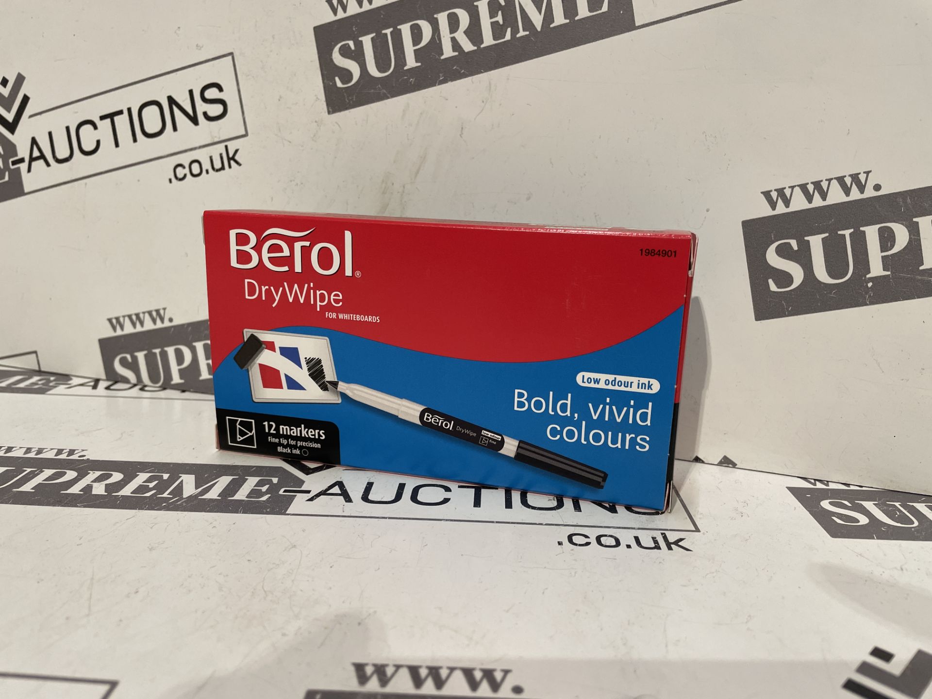 10 X BRAND NEW BEROL PACKS OF 12 BLACK DRY WIPE MARKERS P4