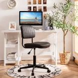 Adjustable Ergonomic Leisure Chair with PU Leather-Black. - R13a.13. Our retro mid-back swivel