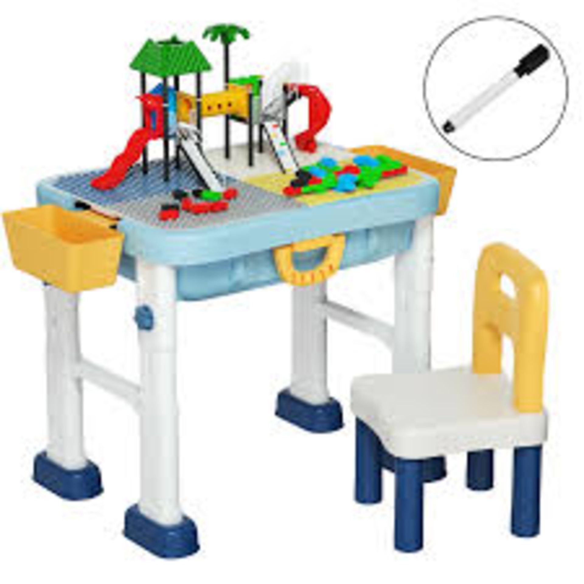 6-in-1 Kids Activity Table and Chair Set with Adjustable Heights. - R13a.13. This kid's play table