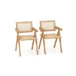 Rattan Accent Chairs Set of 2 with Natural Bamboo Frame-Natural. - R14.6. Crafted from high-
