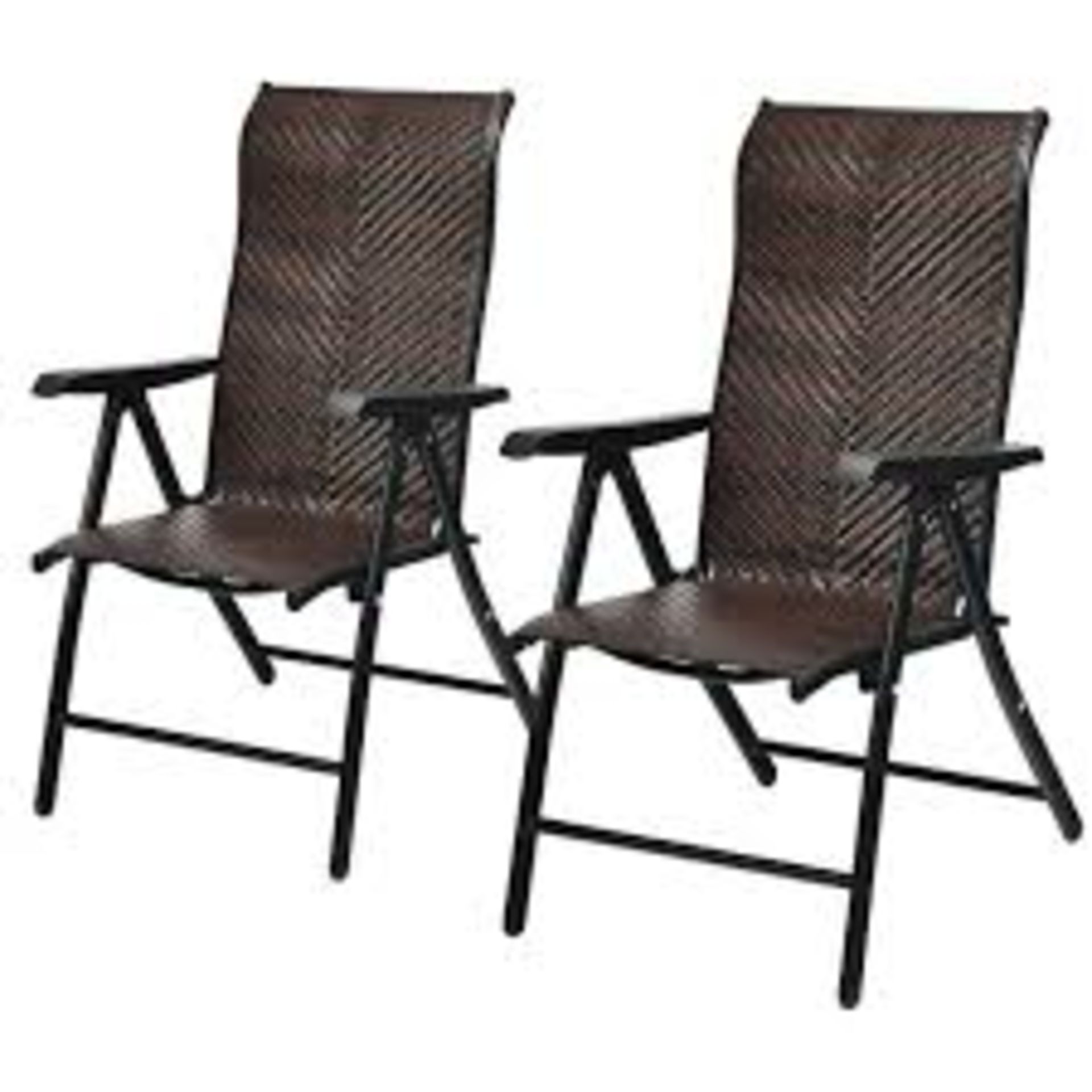 Set of 2 Folding Reclining Rattan Chair with Widened Armrest. - R13a.9.