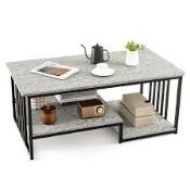 Faux Marble Coffee Table with Open Storage Shelf. - R14.12.