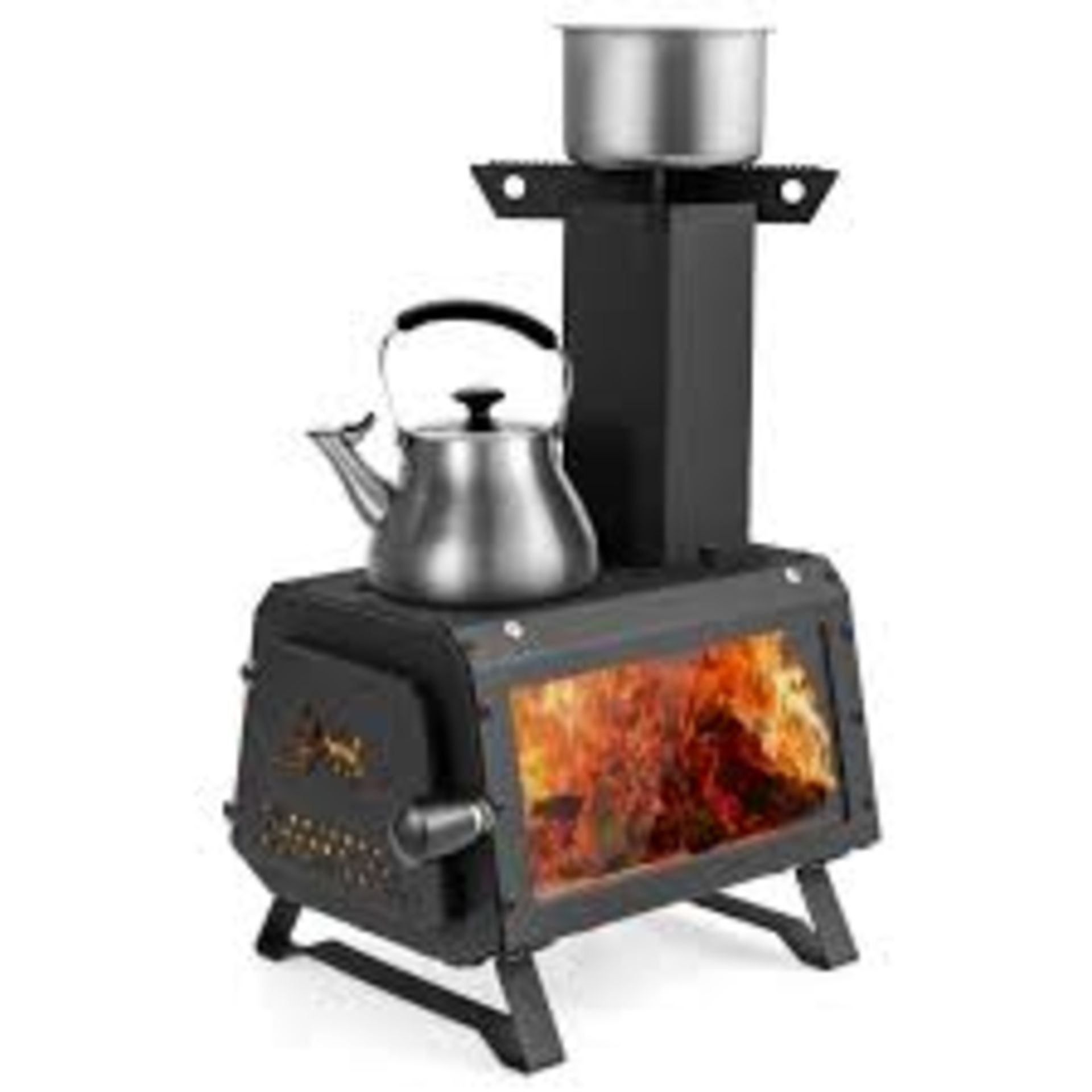 Portable Wood Burning Stove with 2 Cooking Positions. - R14.3. Enjoy a wonderful outdoor adventure