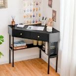 Triangular Corner Computer Desk with 2 Drawers and Storage. - R14.12.