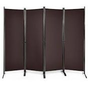 3 x Costway 5.6ft Brown 4-Panel Room Divider Folding Fabric Privacy. - R14.7.