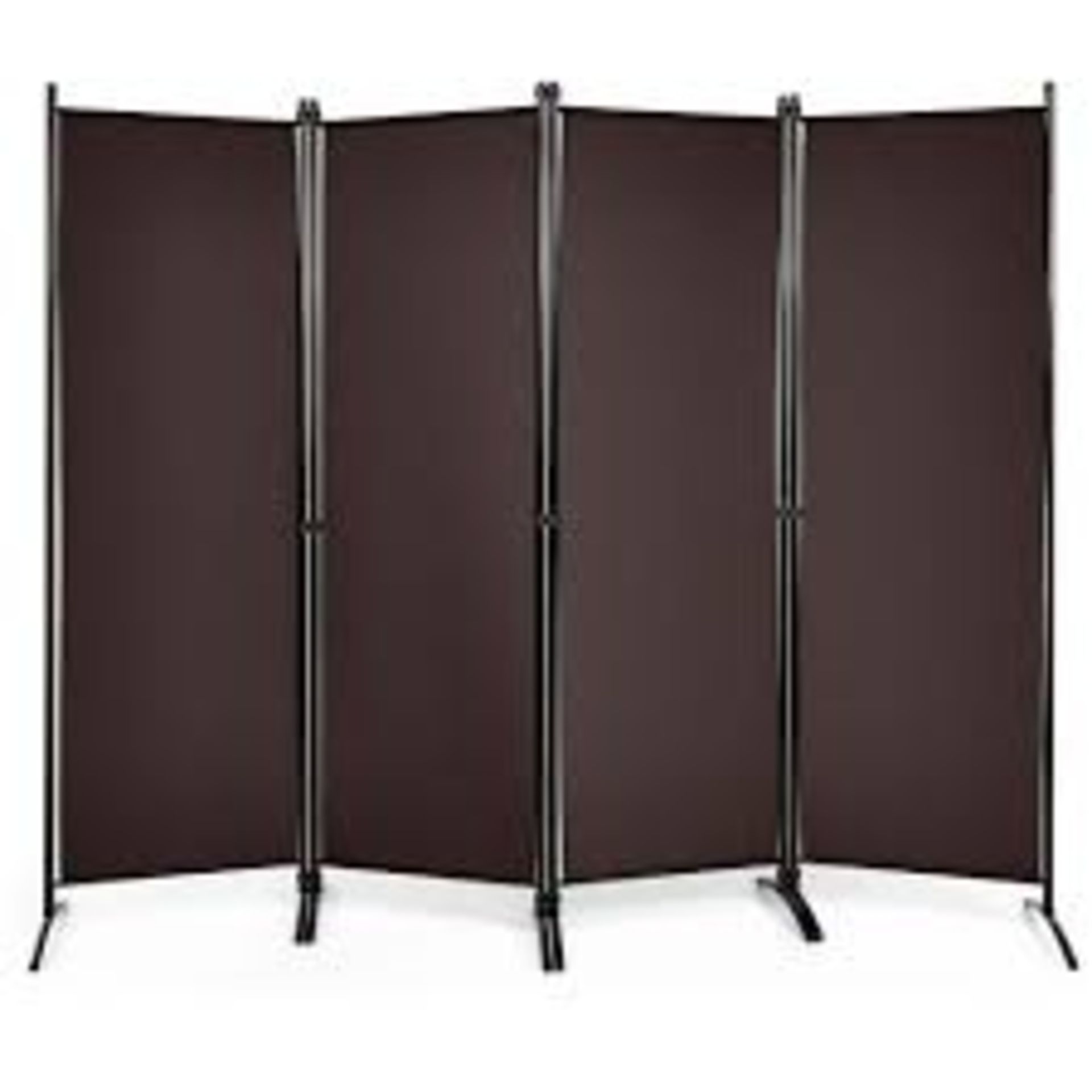 3 x Costway 5.6ft Brown 4-Panel Room Divider Folding Fabric Privacy. - R14.7.