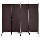 3 x Costway 5.6ft Brown 4-Panel Room Divider Folding Fabric Privacy. - R14.7.