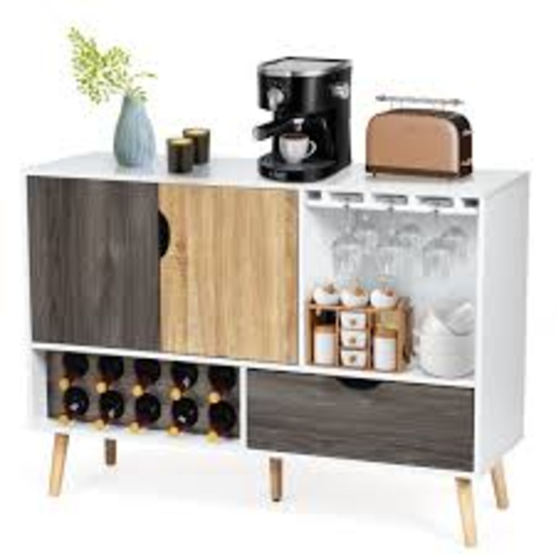 Modern Buffet Sideboard with Adjustable Shelf and 10 Wine Racks. - R14.10. This buffet sideboard