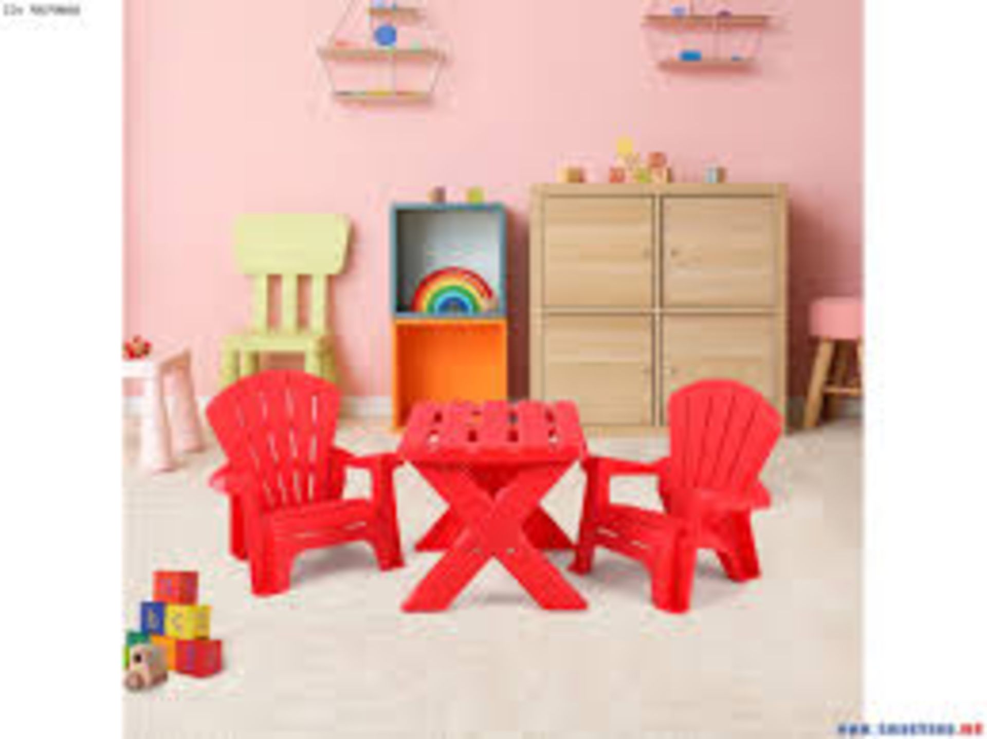 Plastic Children Kids Table & Chair Set 3-Piece Play .. - R13a.13.
