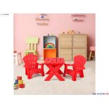 Plastic Children Kids Table & Chair Set 3-Piece Play .. - R13a.13.