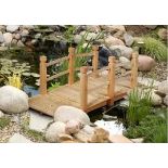 5' Wooden Garden Bridge Arc Stained Finish Footbridge. -R13a.13.