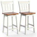Set of 2 Kitchen Bar Stools Oak Beige and White. - R14.11. Exceptional Swivel Bar Stools for