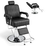 Salon Chair Hydraulic Barber Chair with Adjustable Headrest-Black. - R13a.11.