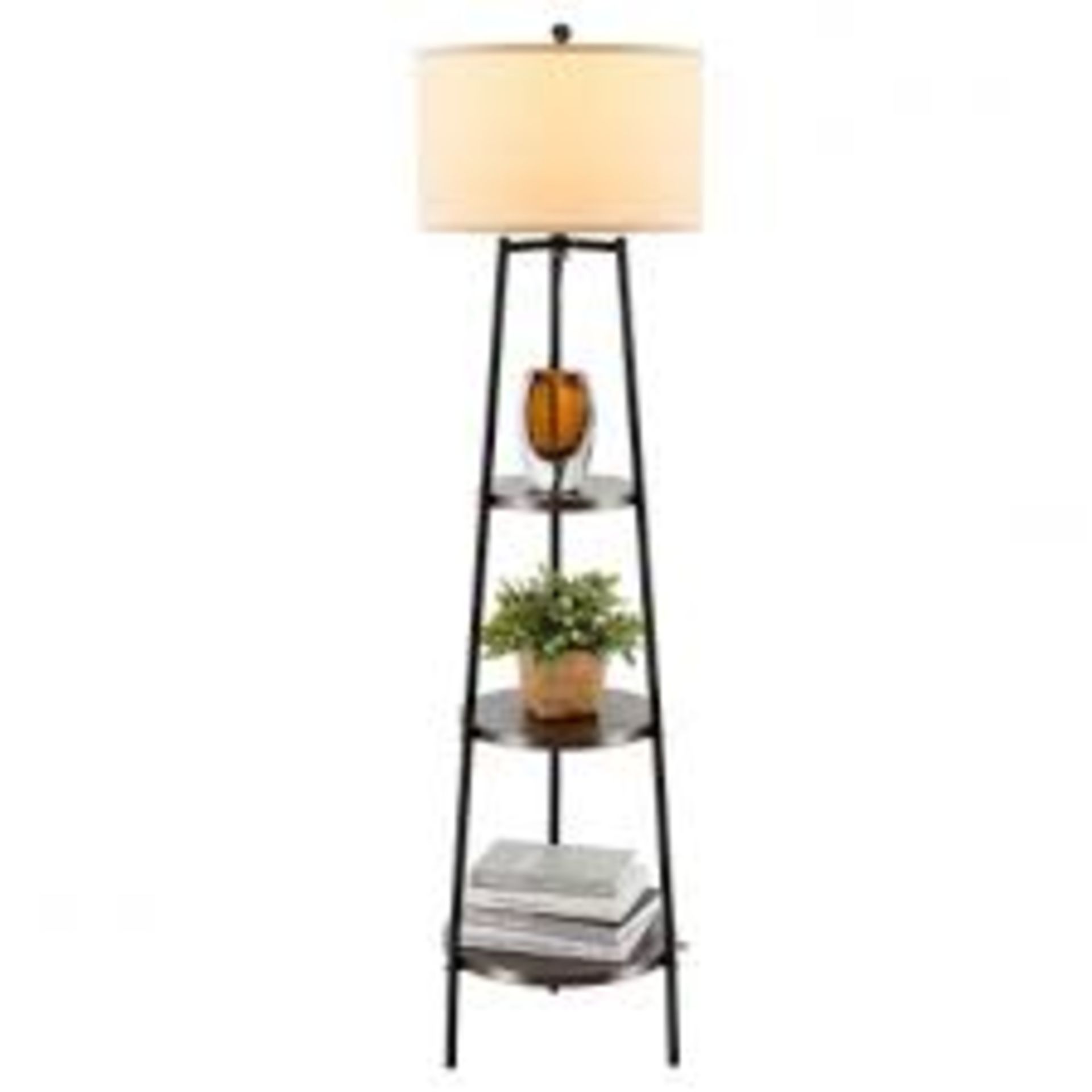 Floor Lamp with Shelves Linen Lampshad and Chain Switch. - R14.7. Enjoy slowing down time with the