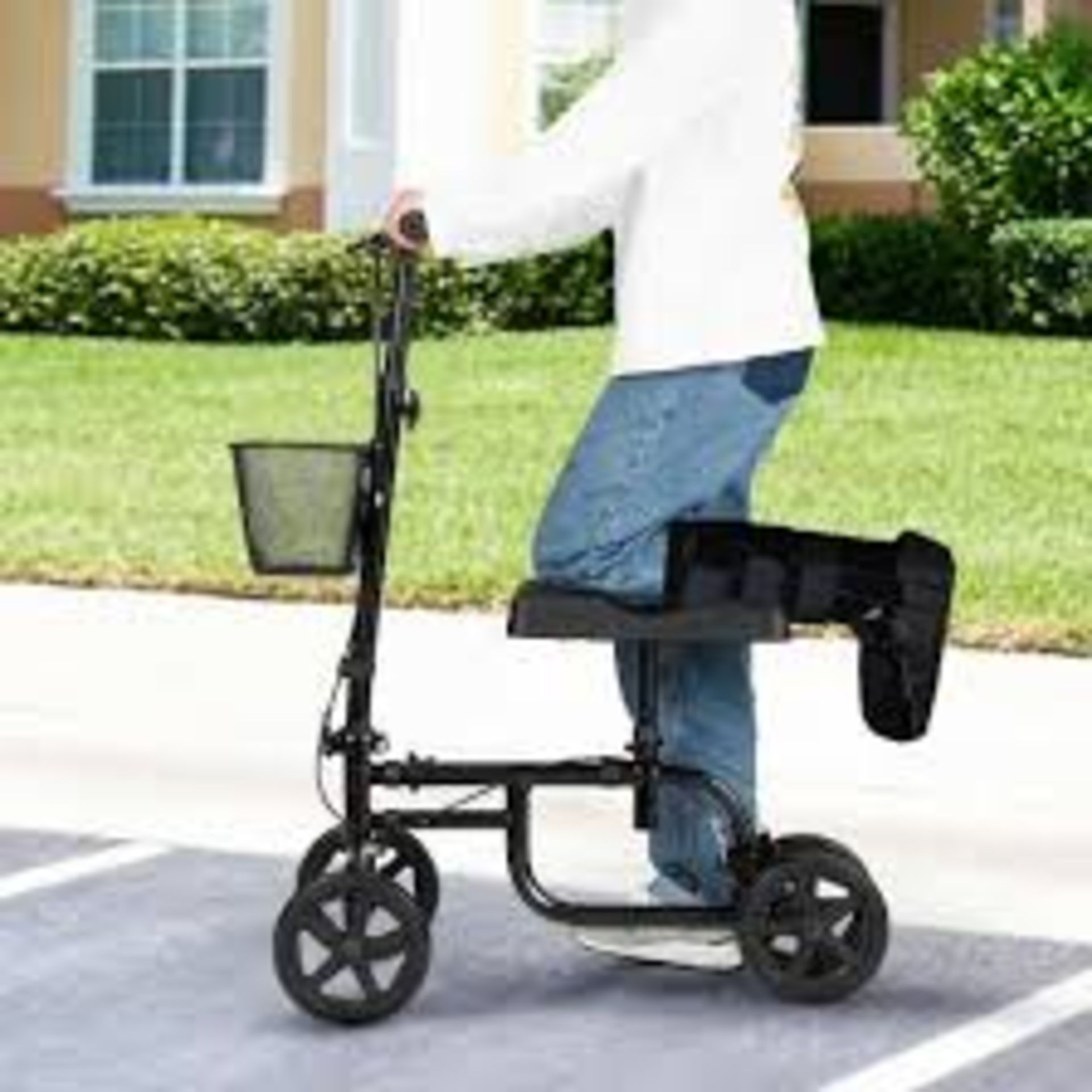 Foldable Knee Walker W/ Basket and Dual Brakes. - R13a.11.