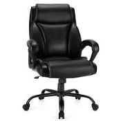 High Back Office Chair with Metal Base and Rocking Backrest. - R14.11. This big and tall leather