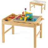 COSTWAY 2-in-1 Kids Activity Table, Wooden Children Building Block. - R14.15.