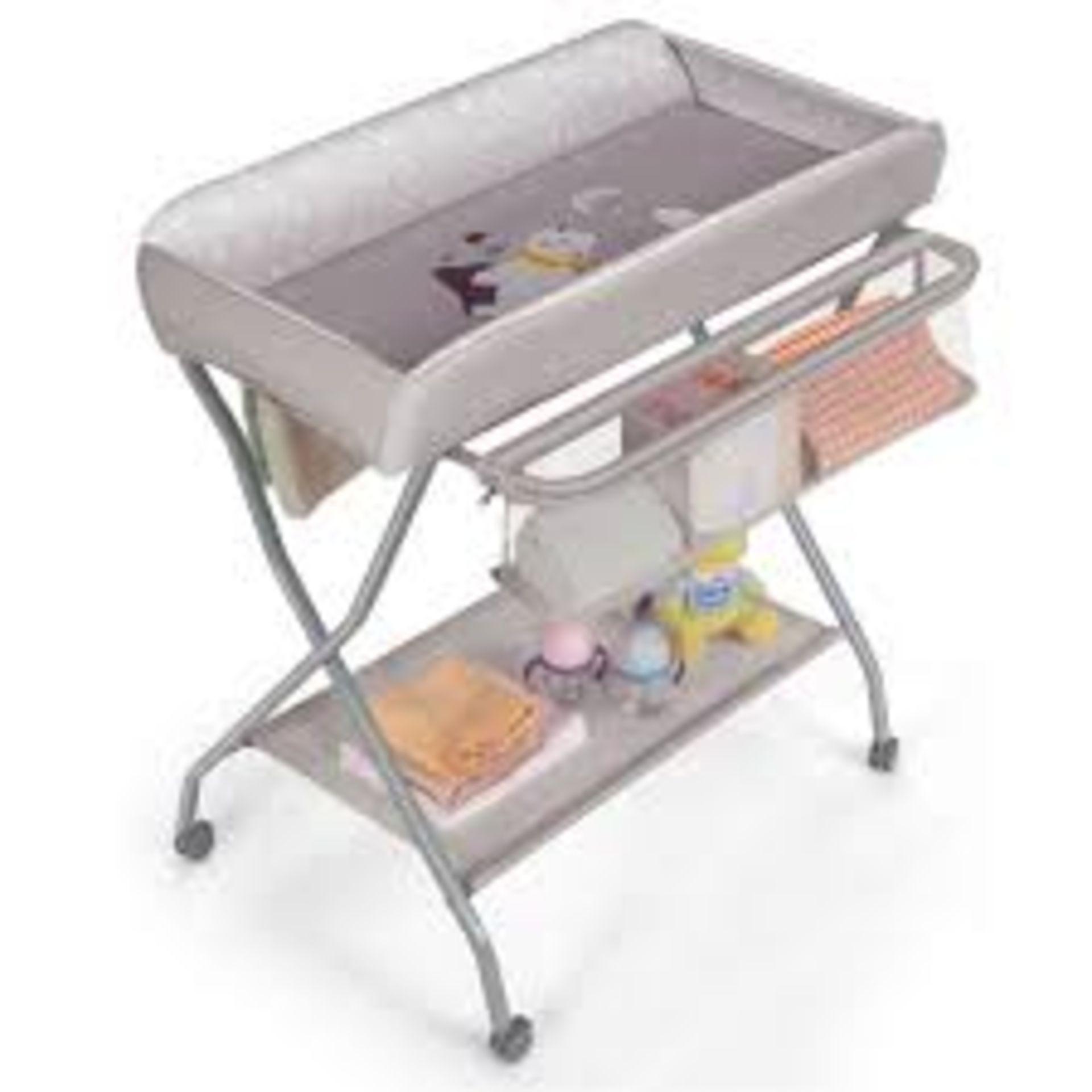 Rolling Baby Changing Table with Large Storage Basket. - R14.15. The changing table cares for the