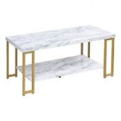 d2-Tier Marble Print Coffee Table with MDF Top and Gold Print Metal. - R14.13. This is new coffee