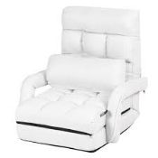 Folding Lazy Floor Chair Sofa With Armrests And Pillow White. - R14.11.