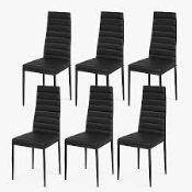 2 x Set of 6 High Back Dining Chairs with Metal Legs and Foot Pads. - R14.3.
