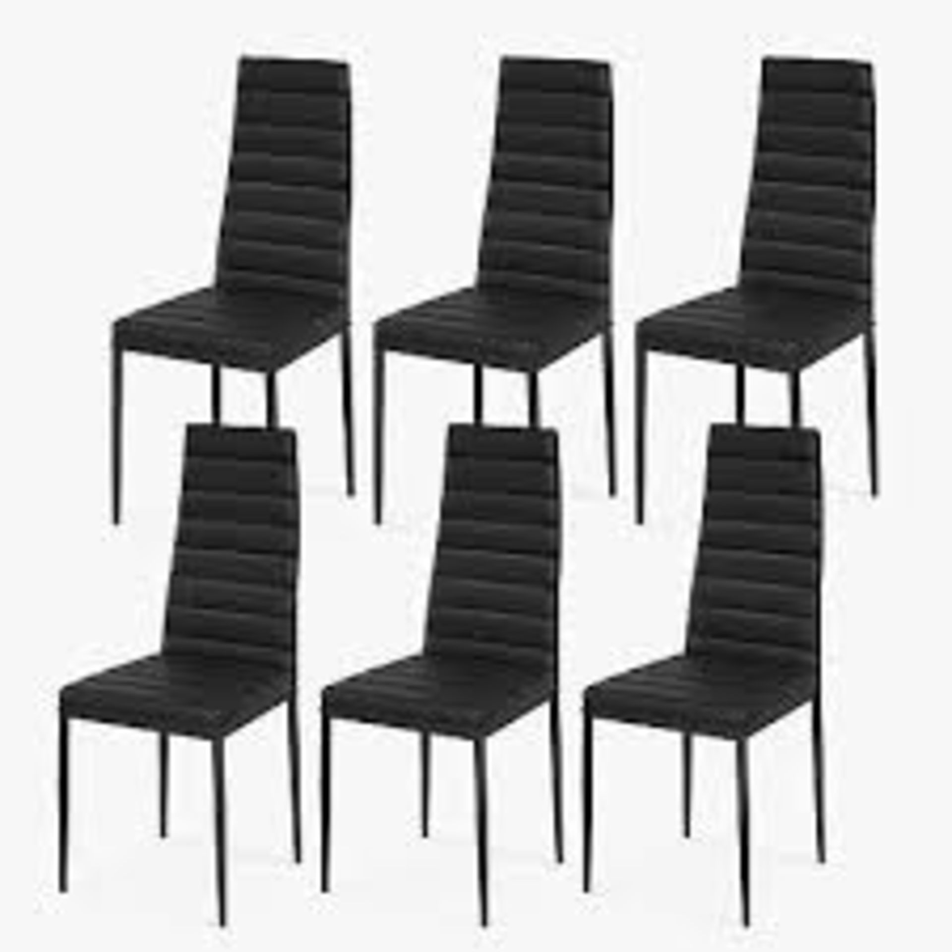 2 x Set of 6 High Back Dining Chairs with Metal Legs and Foot Pads. - R14.3.